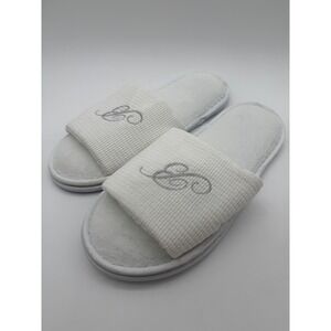 White Plush Slide Slippers Women's 8 EU 39 Soft Indoor House Shoes